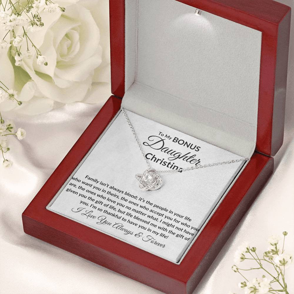 Personalized Bonus Daughter Necklace - Family Isn't Blood 2