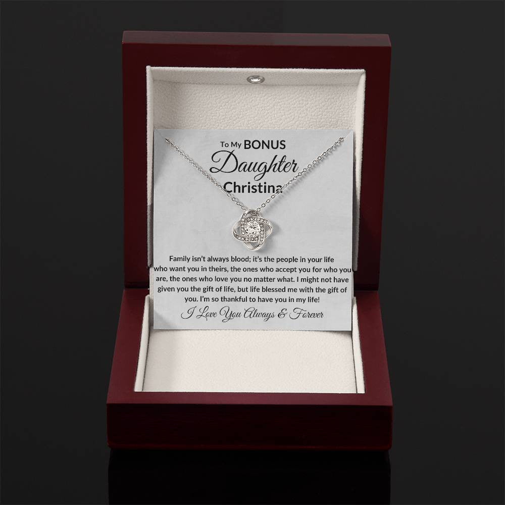 Personalized Bonus Daughter Necklace - Family Isn't Blood 2
