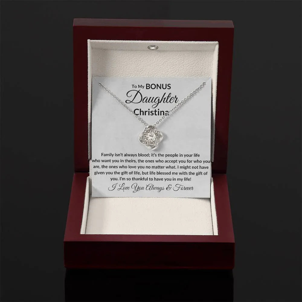 Personalized Bonus Daughter Necklace - Family Isn't Blood 2 - Giftinum