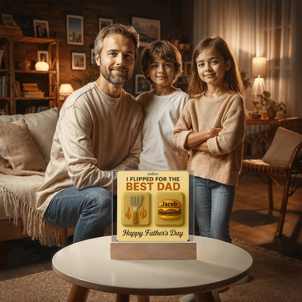 We Flipped for the Best Dad – Personalized Acrylic Plaque