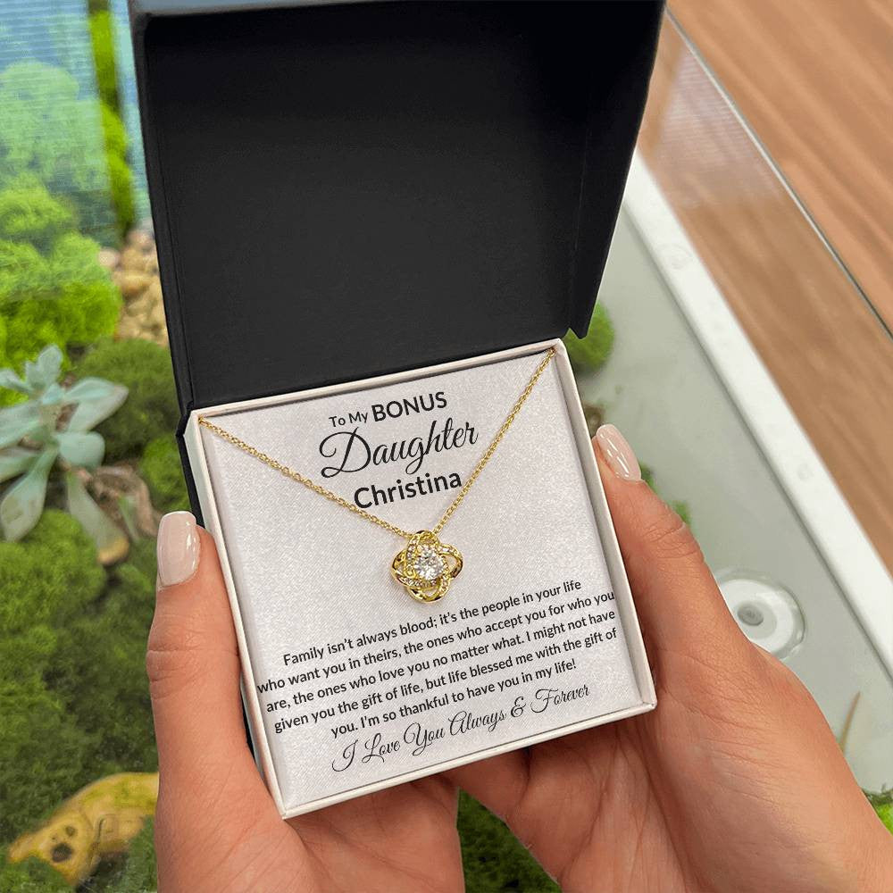 Personalized Bonus Daughter Necklace - Family Isn't Blood 2
