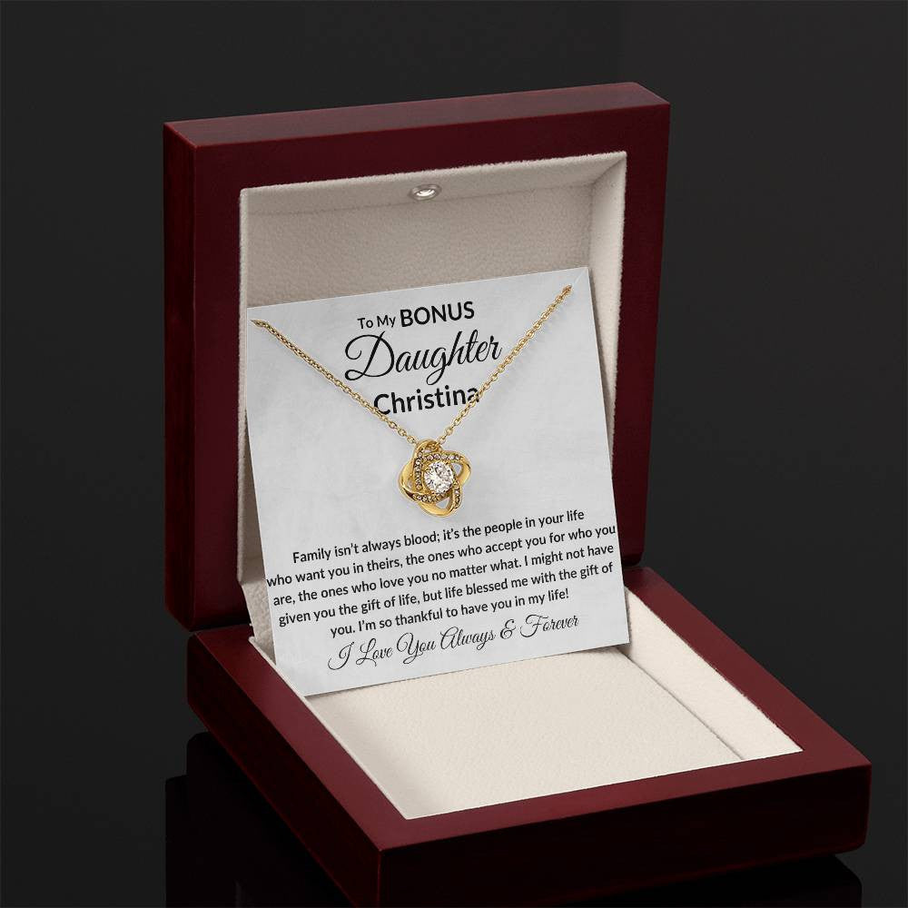 Personalized Bonus Daughter Necklace - Family Isn't Blood 2