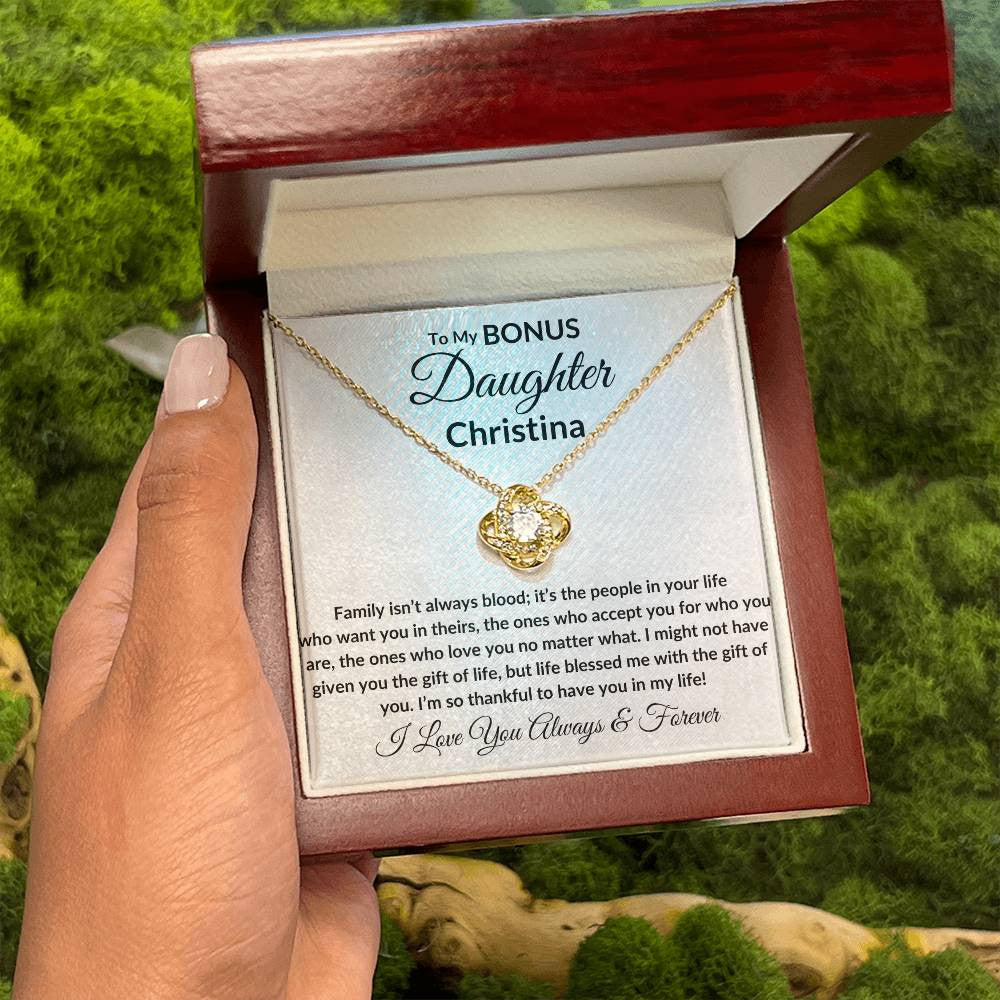 Personalized Bonus Daughter Necklace - Family Isn't Blood.