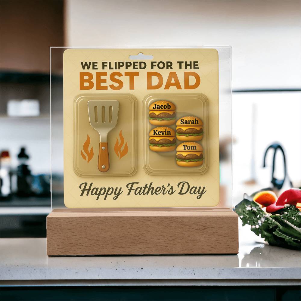 We Flipped for the Best Dad – Personalized Acrylic Plaque