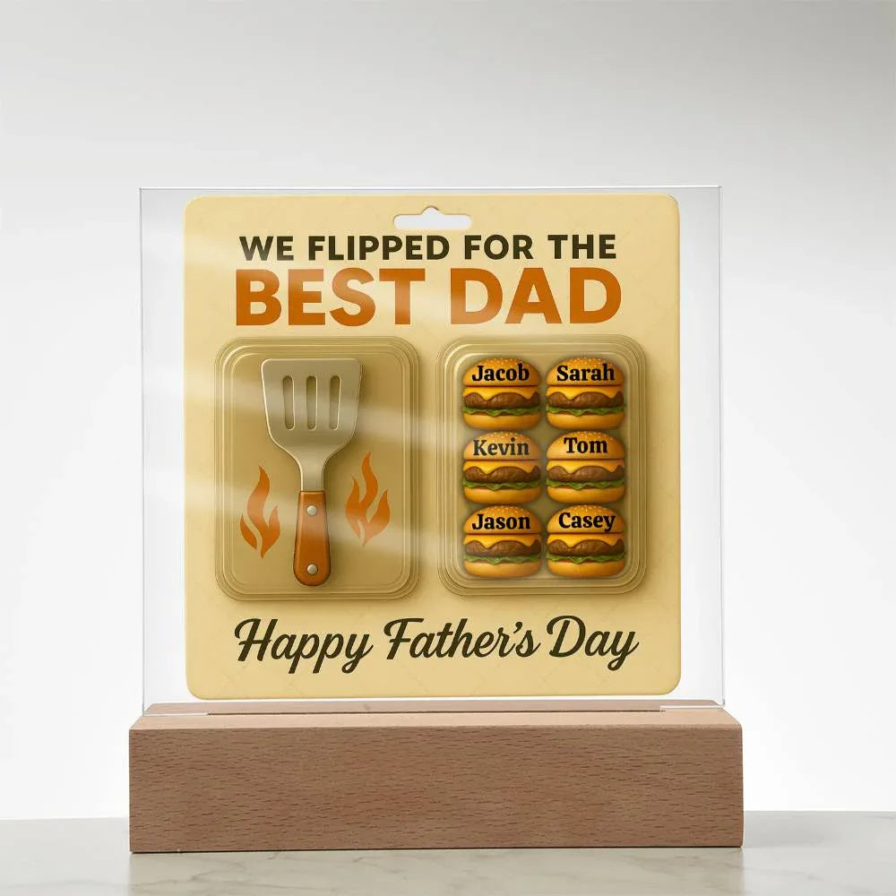 We Flipped for the Best Dad – Personalized Acrylic Plaque - Giftinum