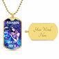 Aquarius Zodiac Dog Tag Necklace Military Chain (Gold) / Yes Jewelry Giftinum