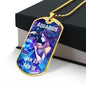 Aquarius Zodiac Dog Tag Necklace Military Chain (Silver) / No Jewelry Giftinum