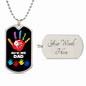 Autism Dad Dog Tag Necklace Military Chain (Silver) / Yes Jewelry Giftinum