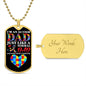 Autism Dad Dog Tag Necklace Military Chain (Gold) / Yes Jewelry Giftinum
