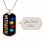 Autism Dad Dog Tag Necklace Military Chain (Silver) / Yes Jewelry Giftinum