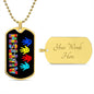 Autism Dad Dog Tag Necklace Military Chain (Gold) / Yes Jewelry Giftinum