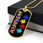 Autism Dad Dog Tag Necklace Military Chain (Silver) / No Jewelry Giftinum