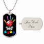 Autism Mom Dog Tag Necklace Military Chain (Silver) / Yes Jewelry Giftinum