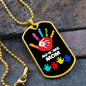 Autism Mom Dog Tag Necklace Military Chain (Gold) / No Jewelry Giftinum