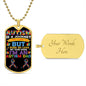 Autism is a Journey - Autism Dad Dog Tag Necklace Military Chain (Gold) / Yes Jewelry Giftinum