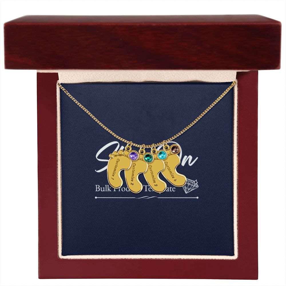 Baby Feet 4 Charms / 18K Yellow Gold Finish / Luxury Box Jewelry Giftinum