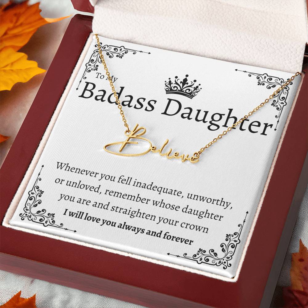 Badass Daughter Name Necklace | Straighten your crown - - Giftinum