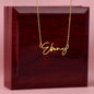 Beautiful Daughter Custom Signature Necklace - Never forget Gold Finish Over Stainless Steel / Standard Box Jewelry Giftinum
