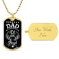 Dad of an Angel Dog Tag Necklace Military Chain (Gold) / Yes Jewelry Giftinum