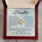 Daughter message cards Love knot 14K White Gold Finish / Standard Box Jewelry Giftinum