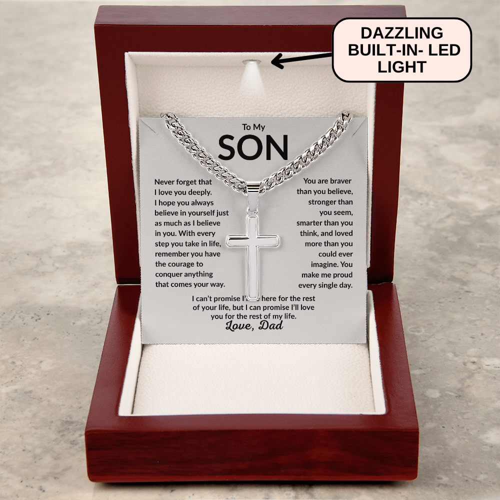 To My Son Cross Necklace Gift | A Father’s Love That Lasts Forever