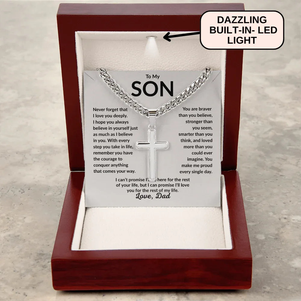 To My Son Cross Necklace Gift | A Father’s Love That Lasts Forever - Giftinum