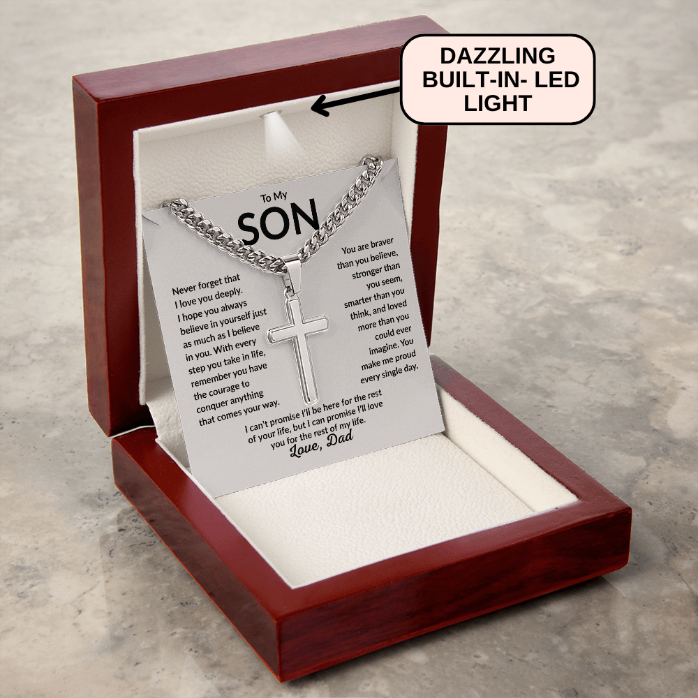 To My Son Cross Necklace Gift | A Father’s Love That Lasts Forever