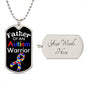 Father of an Autism Warrior Necklace Military Chain (Silver) / Yes Jewelry Giftinum