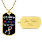 Father of an Autism Warrior Necklace Military Chain (Gold) / Yes Jewelry Giftinum