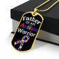 Father of an Autism Warrior Necklace Military Chain (Silver) / No Jewelry Giftinum