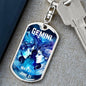 Gemini Keychain Dog Tag with Swivel Keychain (Steel) / No Jewelry Giftinum