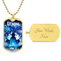 Gemini Zodiac Dog Tag Necklace Military Chain (Gold) / Yes Jewelry Giftinum