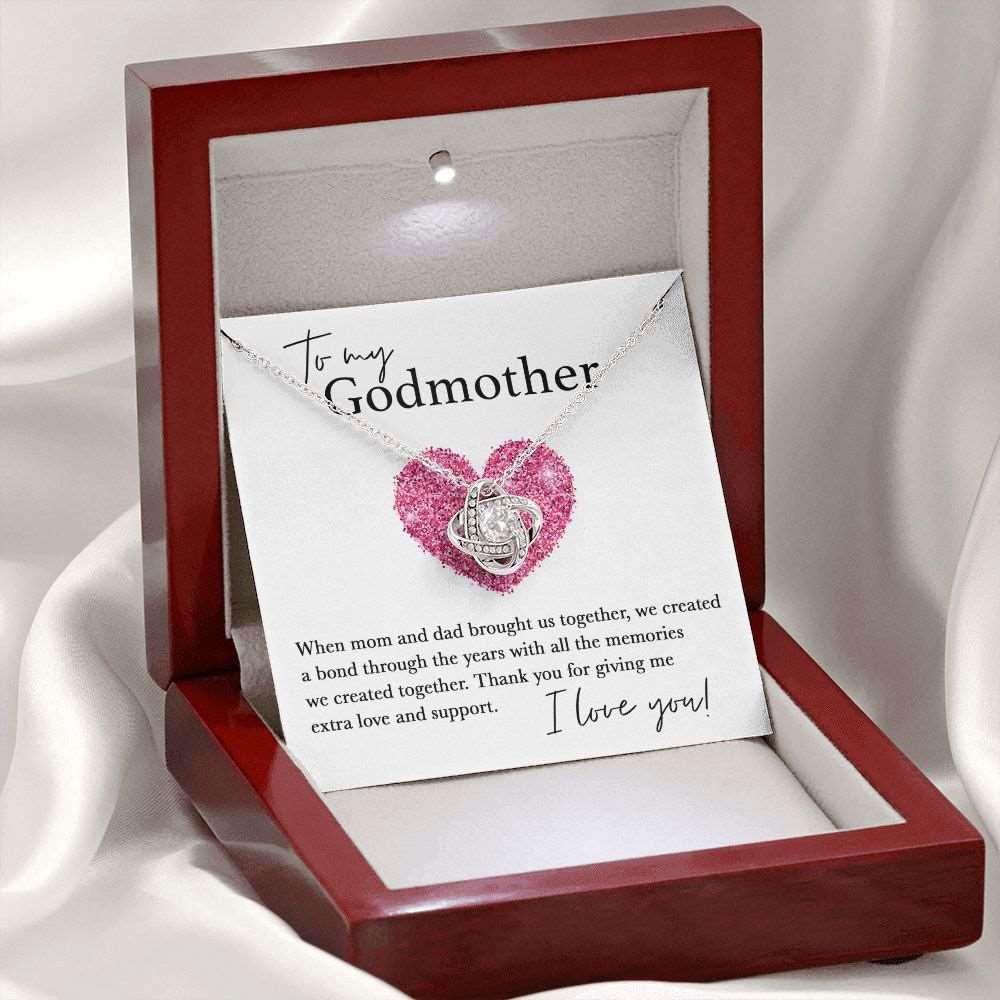 Godmother Necklace - Brought us Together 14K White Gold Finish / Luxury w/LED Box Jewelry Giftinum
