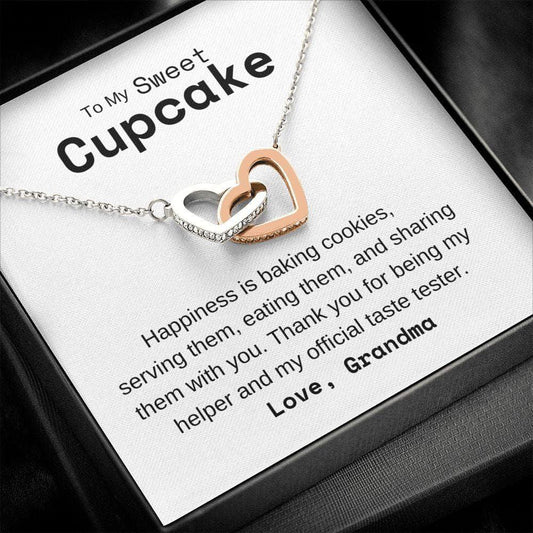 Happiness is baking cookies - Cupcake Grandchild Polished Stainless Steel & Rose Gold Finish / Two-Toned Box Jewelry Giftinum
