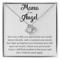 Mama of an Angel Love Knot Necklace - How very softly you tiptoed into our world 14K White Gold Finish / Two-Toned Jewelry Giftinum