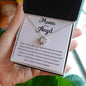 Mama of an Angel Love Knot Necklace - How very softly you tiptoed into our world 14K White Gold Finish / Two-Toned Jewelry Giftinum
