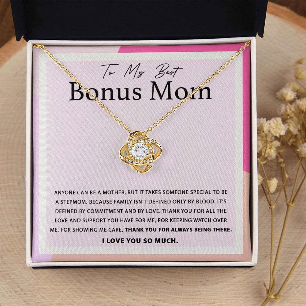 My Best Bonus Mom Necklace - Anyone can be a mother 18K Yellow Gold Finish / Two-Toned Box Jewelry Giftinum