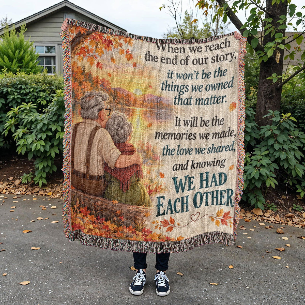 Romantic Autumn Love Story Woven Blanket Keepsake - Giftinum