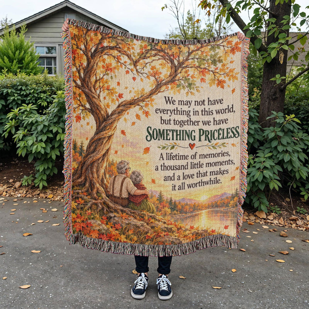 Romantic Autumn Love Story Woven Blanket Keepsake - Giftinum