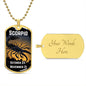 Scorpio Zodiac Dog Tag Necklace Military Chain (Gold) / Yes Jewelry Giftinum
