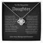 To My Beautiful Daughter Love Knot Necklace - As you grow older 14K White Gold Finish / Two-Toned Box Jewelry Giftinum