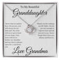 To My Beautiful Granddaughter From Grandma Love knot Necklace - Know that no matter how old you are 14K White Gold Finish / Two-Toned Box Jewelry Giftinum