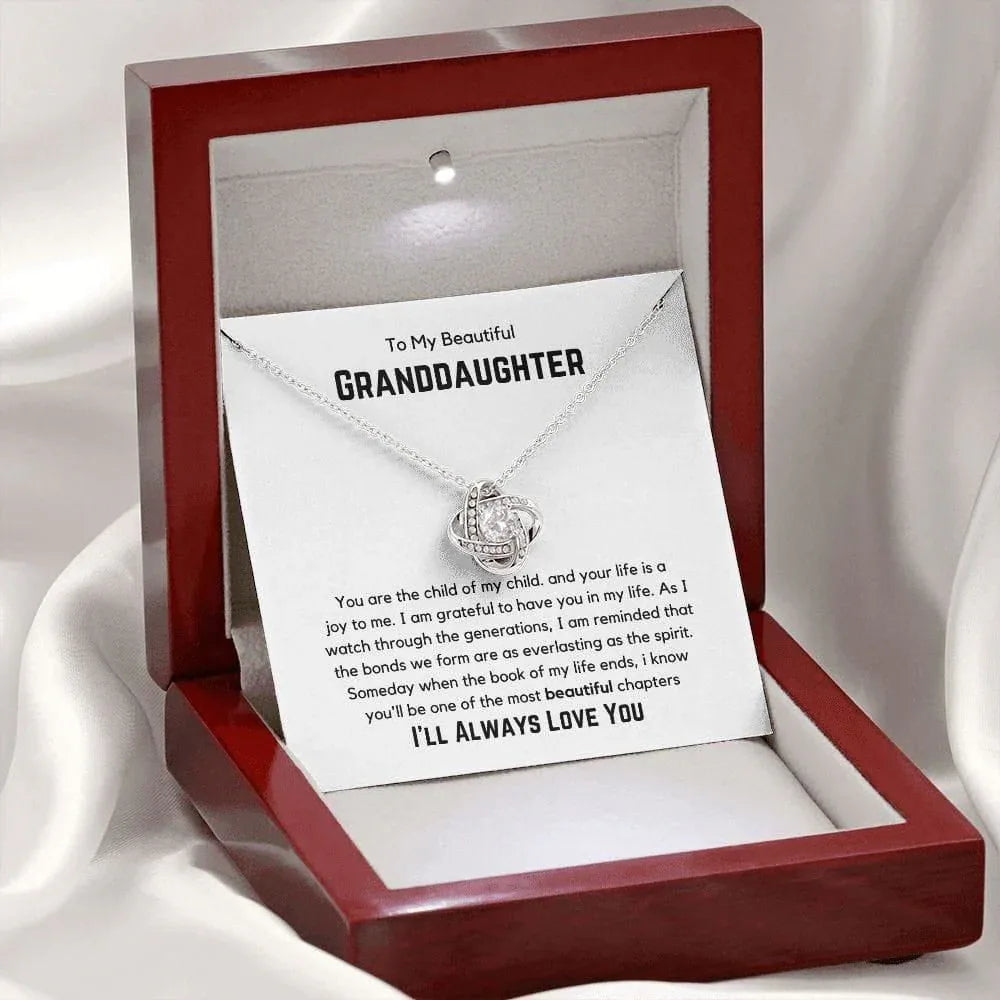 To My Beautiful Granddaughter Love Knot Necklace - You are the child of my child - Giftinum