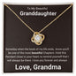 To My Beautiful Granddaughter from Grandma Love Knot Necklace - Someday when the book of my life ends 14K White Gold Finish / Two-Toned Box Jewelry Giftinum