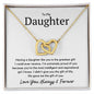 To My Daughter Interlocking Heart Necklace - Having a daughter like you Polished Stainless Steel & Rose Gold Finish / Two-Toned Box Jewelry Giftinum