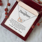To My Daughter Interlocking Heart Necklace - Having a daughter like you Polished Stainless Steel & Rose Gold Finish / Mahogany Luxury Box w/LED Jewelry Giftinum