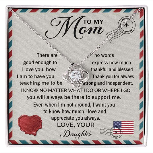 To My Mom - How Much I Love You Love knot 14K White Gold Finish / Standard Box Jewelry Giftinum