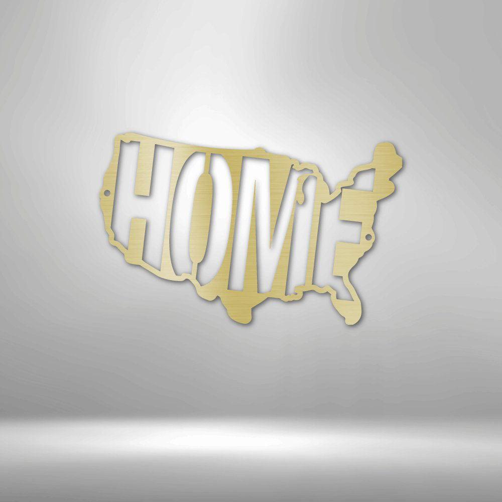 USA Home - Steel Sign Gold / 12" Stock Giftinum
