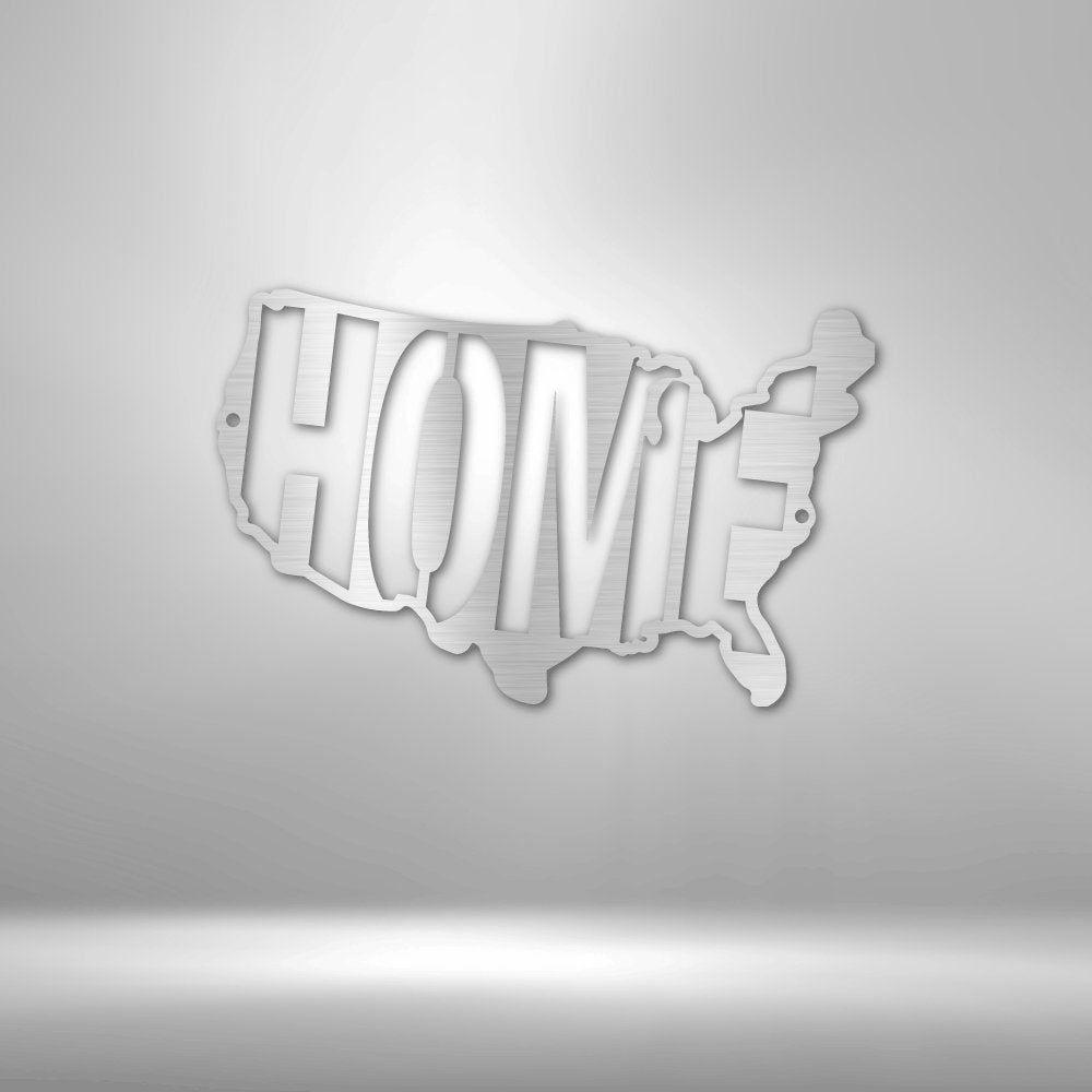 USA Home - Steel Sign Silver / 12" Stock Giftinum
