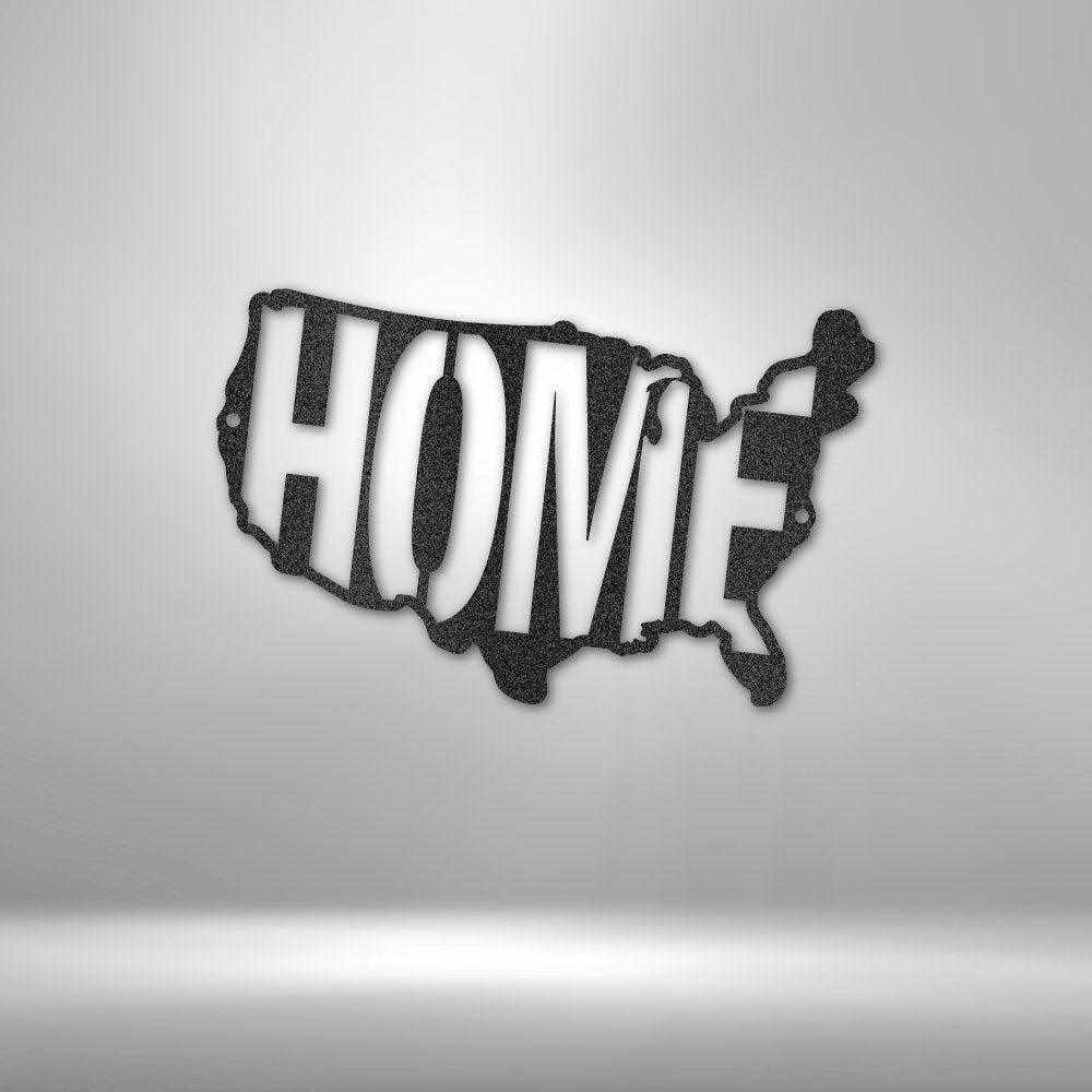 USA Home - Steel Sign Black / 12" Stock Giftinum